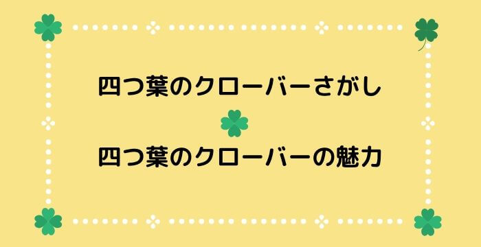 四つ葉のクローバーさがし 四つ葉のクローバーの魅力